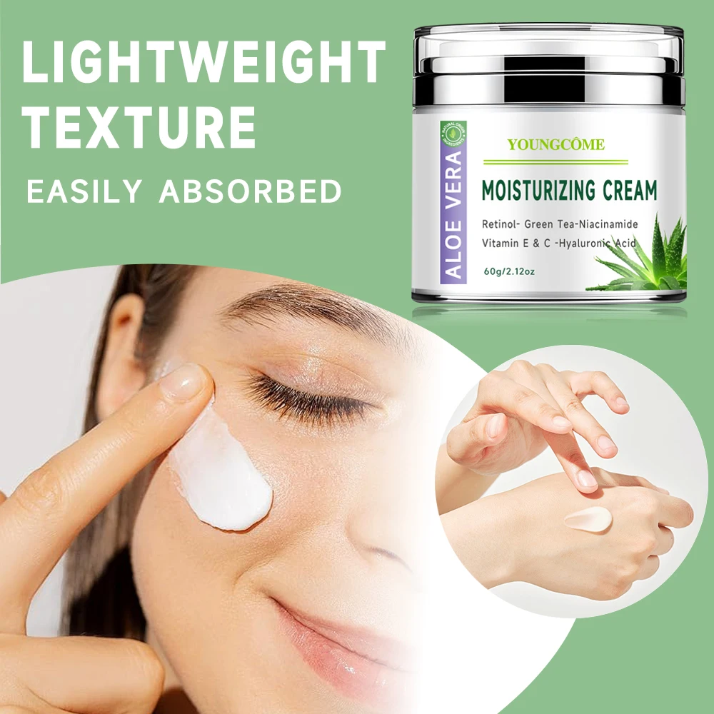 Aloe Vera Soothing, Deep Moisturizing, Multi-Functional Mild Formula Free of Alcohol, Mineral Oil,Anti-Aging Moisturizing Cream - Image 3