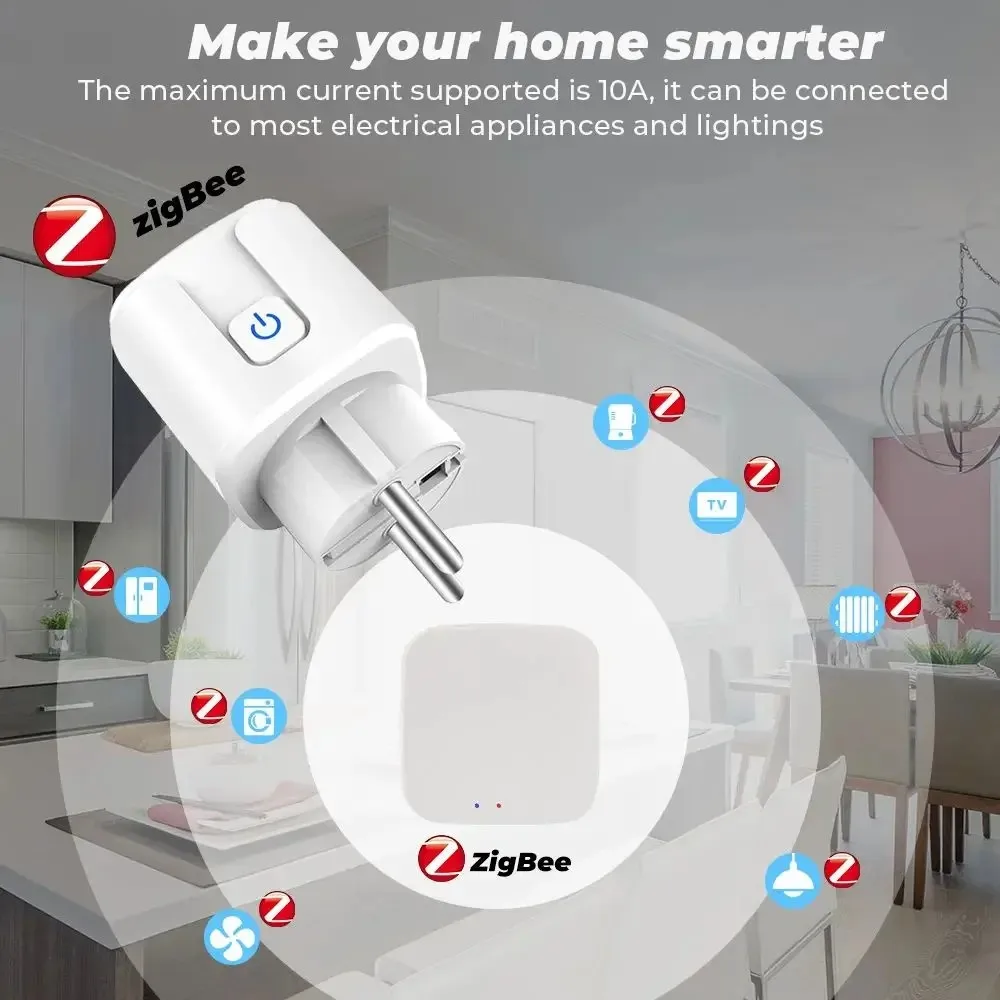 Tuya Smart WiFi/Zigbee Plug Socket EU Outlet 16A/20A with Power Monitoring Timer Function Voice Control Alexa Google Home Alice - Image 4