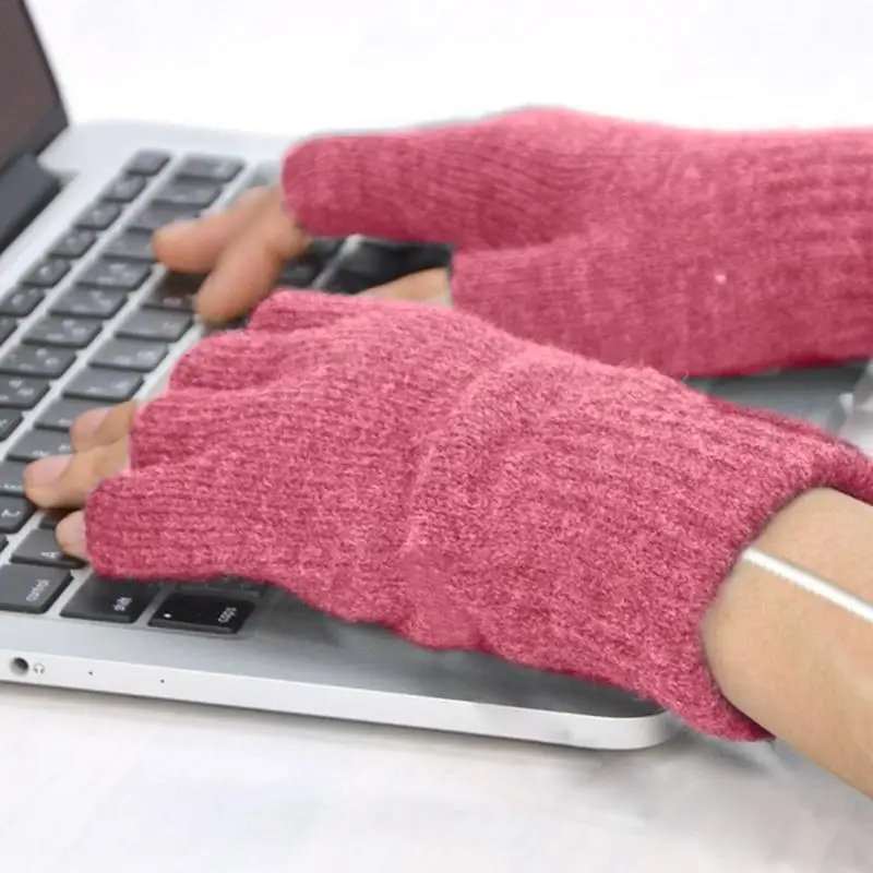 USB Heated Gloves USB Rechargeable Heating Mittens Winter Washable Half Hand Warmers Electric Thermal Gloves For Cold Weather - Image 4