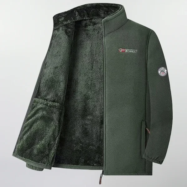 Men's Polar Fleece Jacket Winter Windproof Stand Collar Coat Zip-Up Thermal Fleece Lined Coats Casual Warm Outwear Men Clothing - Image 4