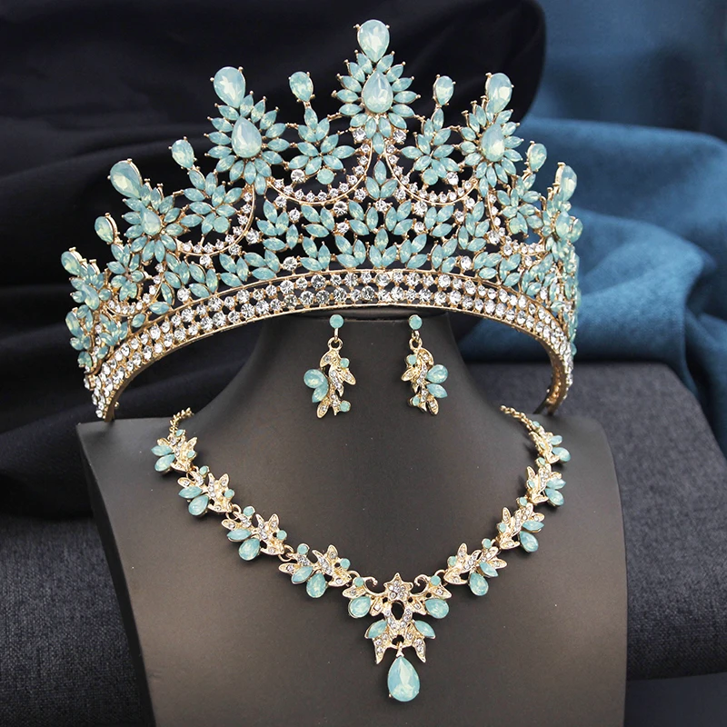 High Opal Pink Tiaras and necklace earrings Bridal Jewelry Sets for Women Brides Wedding Crown Prom Birthday Costume Accessories - Image 6