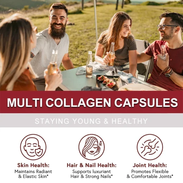 Multi-Collagen Capsules -Type I II III V X - Anti-Aging Healthy Joints Hair Skin Bones Nails Hydrolyzed Collagen Peptides Unisex - Image 4