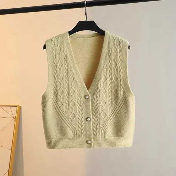 Spring and Autumn Knitted vest cardigan for women layered V-neck camisole slim fit sweater jacket for women sweater - Image 2