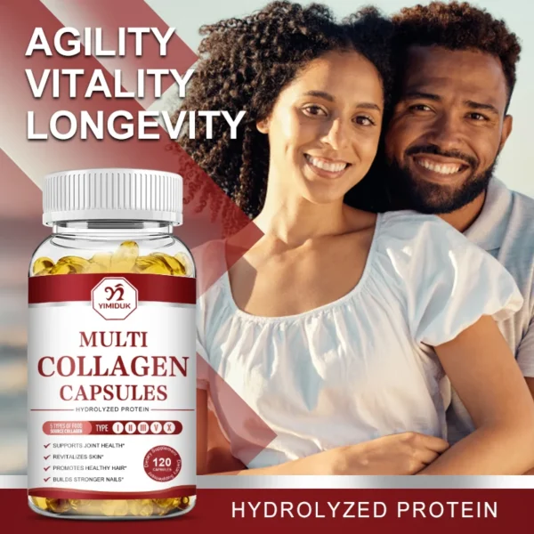 Multi-Collagen Capsules -Type I II III V X - Anti-Aging Healthy Joints Hair Skin Bones Nails Hydrolyzed Collagen Peptides Unisex - Image 6