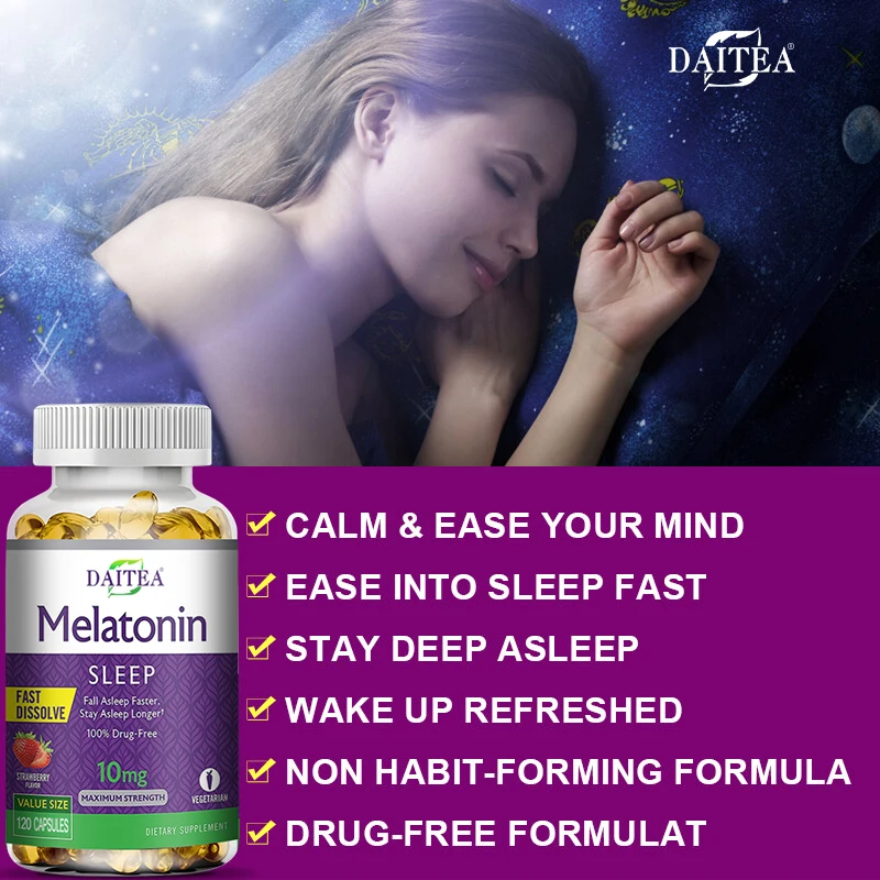 Melatonin Capsules - Sleep Aid Supplement That Helps Nourish Nerves, Relieves Sleep Disorders and Improves Energy Levels - Image 3