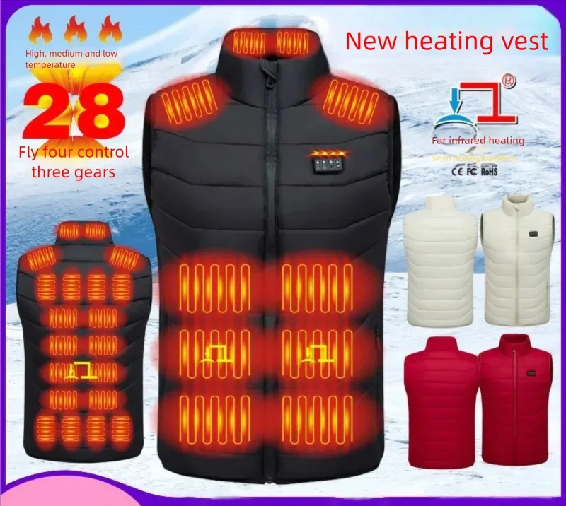 28Areas Intelligent Heating Vest for Men Women USB Smart Electric Sleeveless Jacket Self-heating Clothes Winter Warm Padded Coat - Image 5