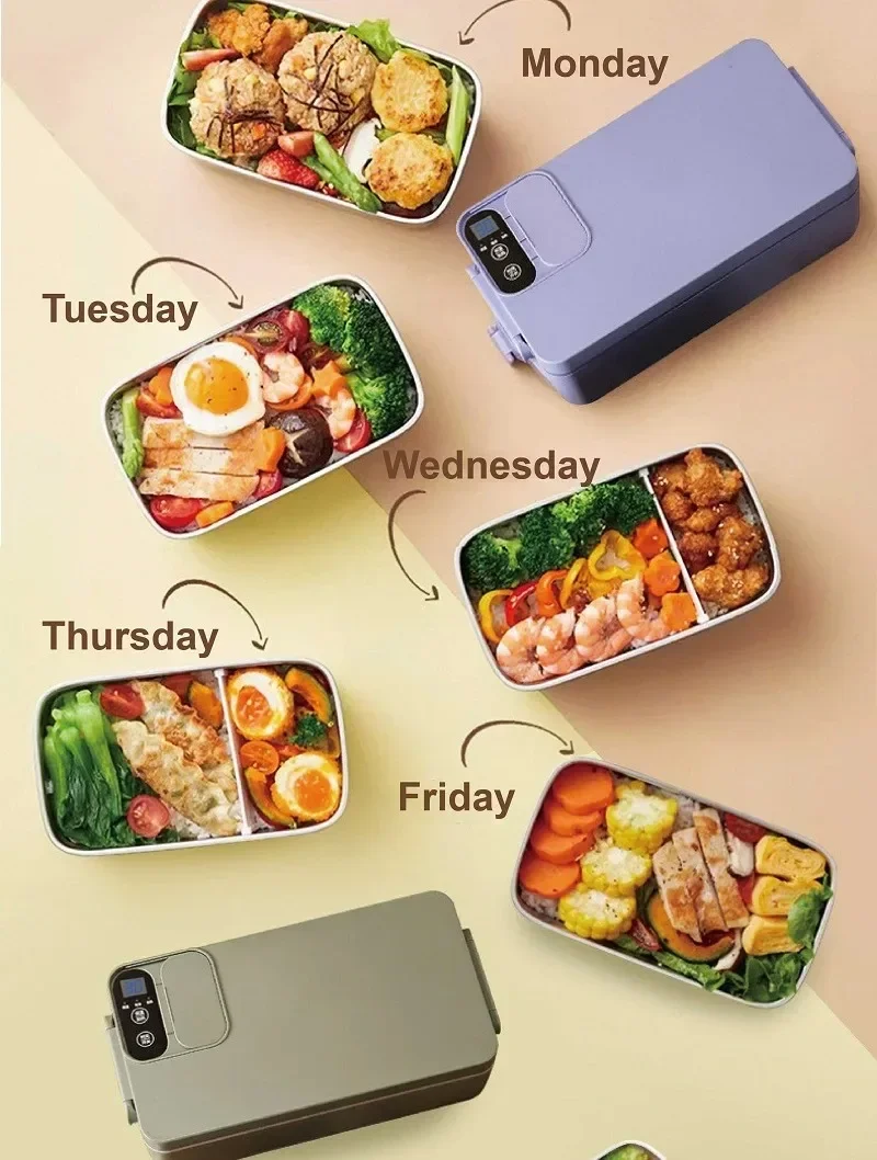 1L Portable USB Electric Heated Warm Lunch Box Camping Insulated Lunch Box Rechargeable Heated Unplugged Rice Cooker Office - Image 5