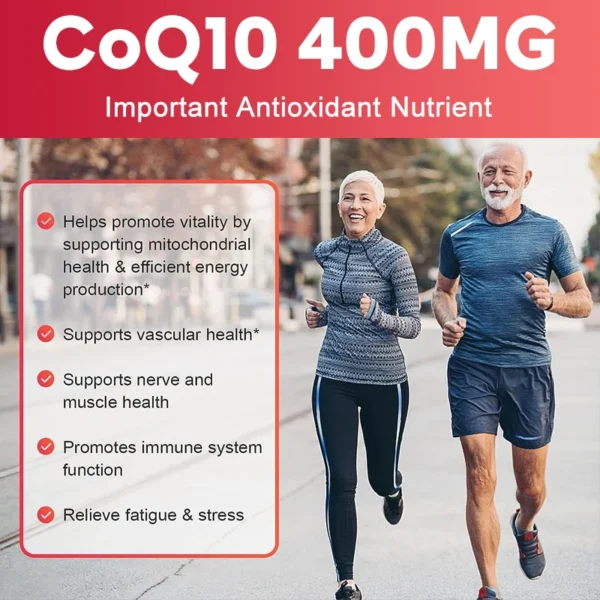 COQ10 Capsules 400mg Coenzyme Q10 Provides Energy To Support Joint Health Promotes Cardiovascular Health Heart - Image 3