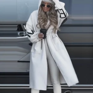 Autumn Winter New Fashion Women’s Color-coded Spliced Casual Trendy Simple Basic Loose Hooded Trenches Female Coats Clothes Tops
