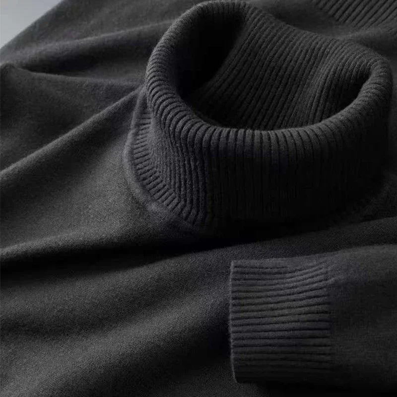 2025 New Mens Knitted Sweaters Solid Color Turtleneck Breathable Pullovers Warm Outdoor Basic Streetwear autumn Business Tops - Image 5