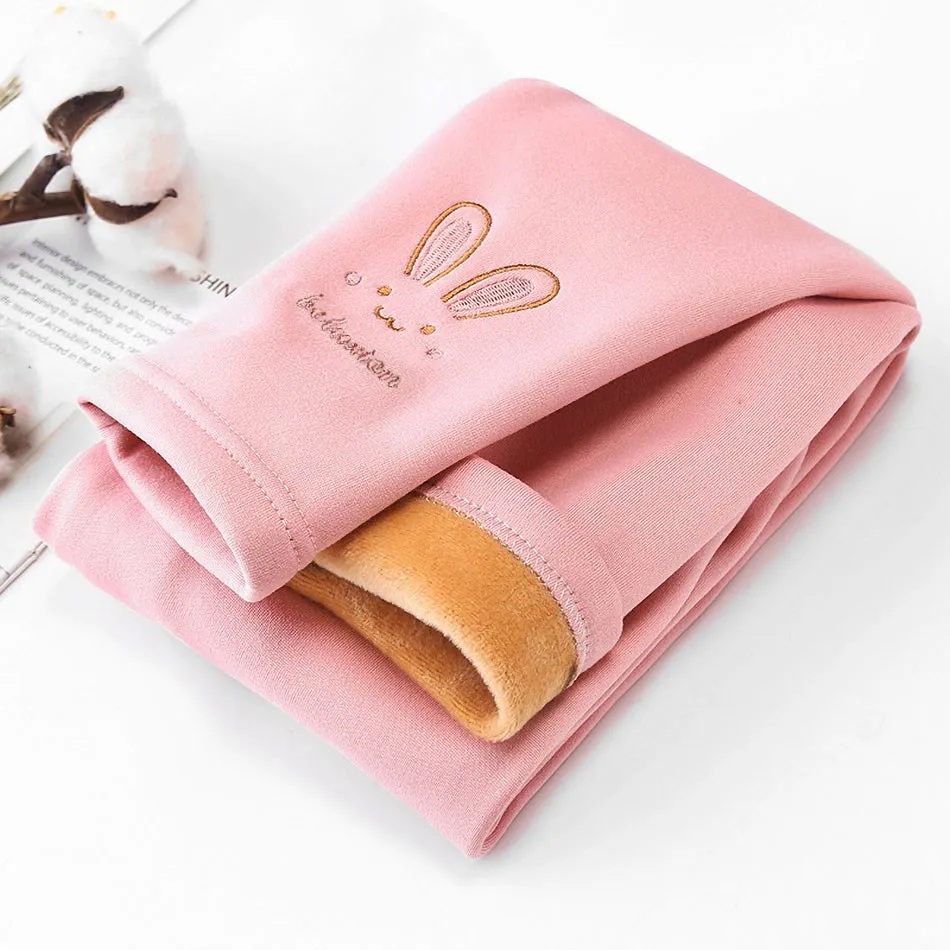3-8 Years Girl Leggings Baby Bunny Pants Kids Autumn Winter Thermal Tights Children Fleece Lined Fashion Trousers Casual Bottoms - Image 3