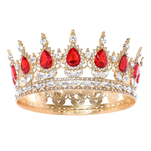 Elegant Queen round Crown Headwear Bridal Baroque Colorful Rhinestone Hair Accessory Noble Atmosphere Whole Circle Crown - Image 2