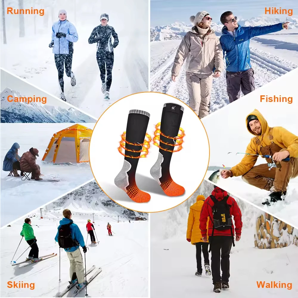 USB Rechargeable Heated Socks for Men/Women Electric Foot Warmers Thermal Winter Socks for Skiing Hunting Hiking Outdoor - Image 6