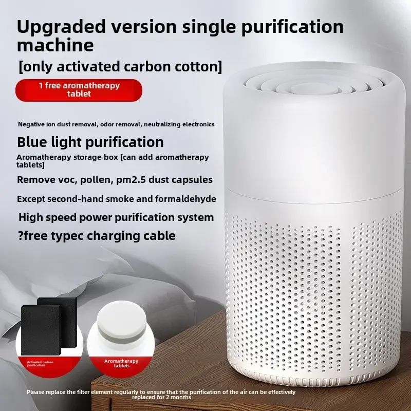 2024 New Portable USB Air Purifier Blue Anion Quickly Purifies the Environment and Can Add Essential Oils Low Noise Deodorizer - Image 6