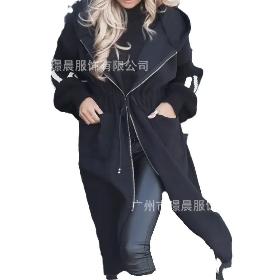 Autumn Winter New Fashion Women’s Color-coded Spliced Casual Trendy Simple Basic Loose Hooded Trenches Female Coats Clothes Tops - Image 5