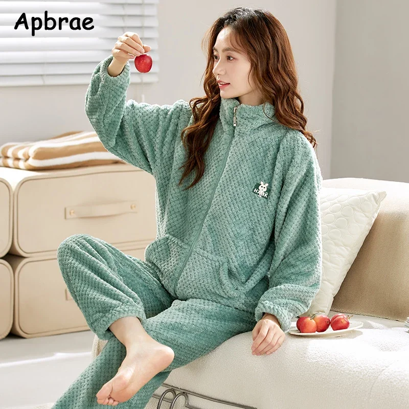 Winter Flannel Pajamas for Women Soft Warm Sleepwear Woman Cardigan Pijamas Big Size M-3XL Thick Homewear Girls Pajama - Image 4