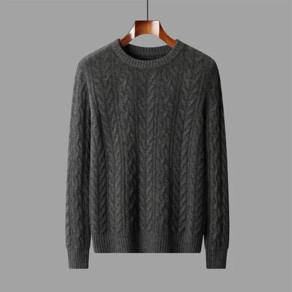 100% Australian Wool classic Twisted Flower Sweater Men Premium Pullover Autumn Winter thickened Warm High-End Leisure Knitwear - Image 5