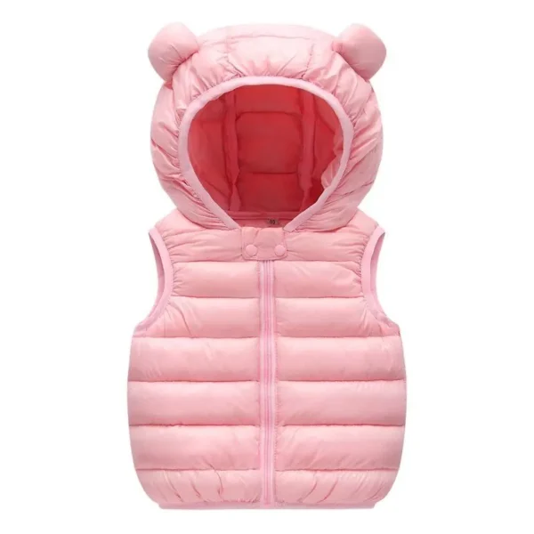 New Baby Boys Girls Warm Down Vest Autumn Winter Cotton Waistcoat With Ears Kids Outerwear Children Clothing Hooded Jacket Vests - Image 5