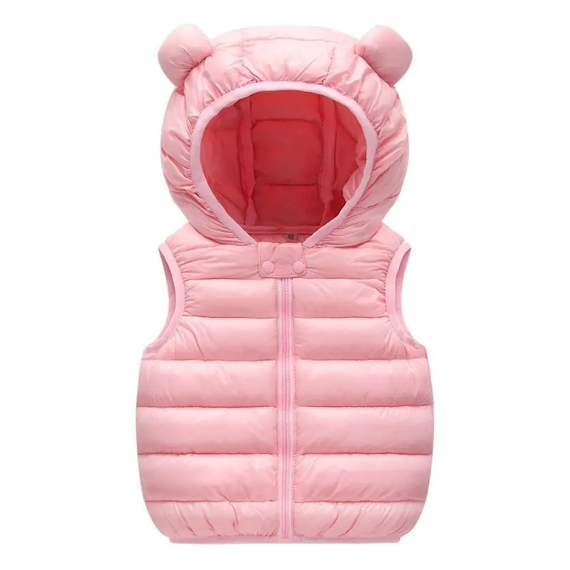 New Baby Boys Girls Warm Down Vest Autumn Winter Cotton Waistcoat With Ears Kids Outerwear Children Clothing Hooded Jacket Vests - Image 5