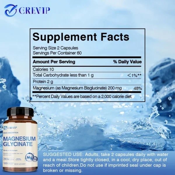Magnesium Glycinate 200mg - Helps with Stress, Muscle, Sleep, Joints, Bones, Immune and Cardiovascular HealthSupplements - Image 3