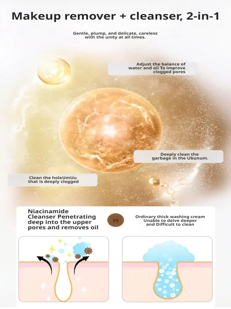 Niacinamide Whitening Facial Cleanser Shrink Pores Deep Cleaning Brightening Cleanser Oil Control Hydrating Face Wash Cleanser - Image 5