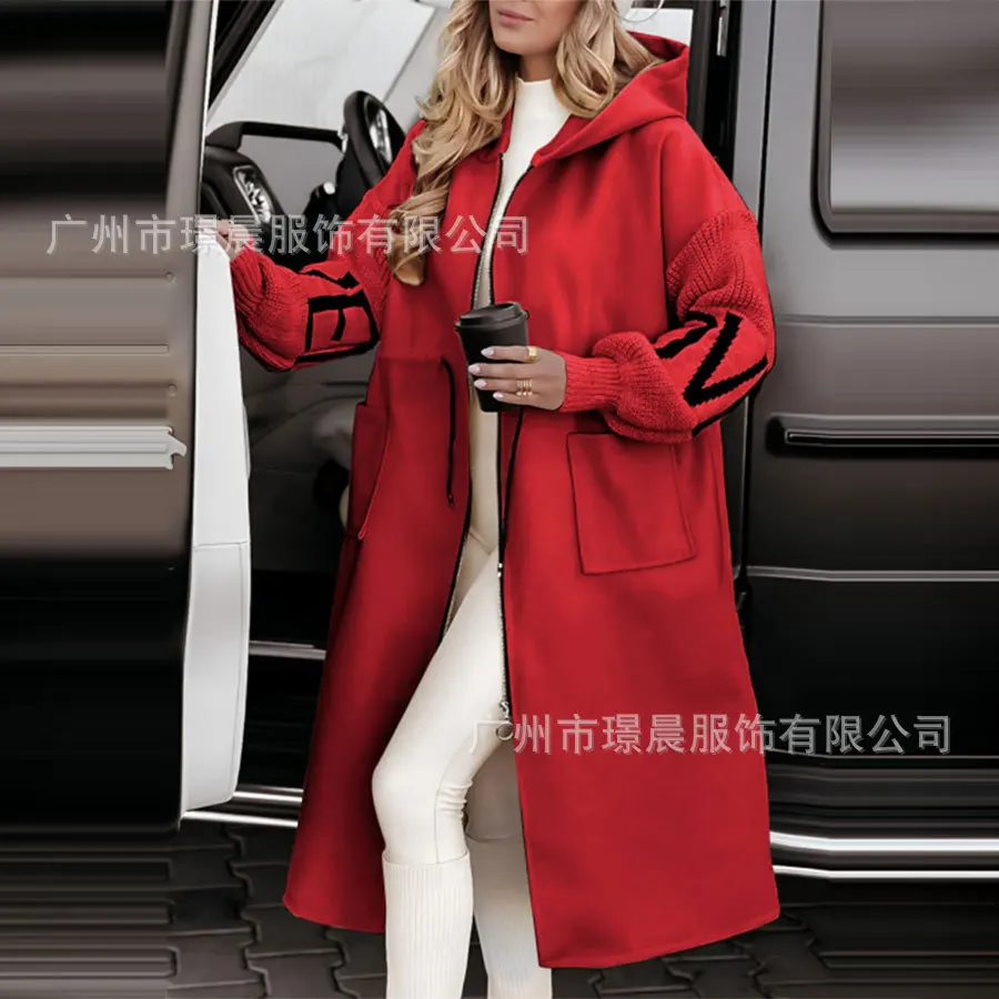 Autumn Winter New Fashion Women’s Color-coded Spliced Casual Trendy Simple Basic Loose Hooded Trenches Female Coats Clothes Tops - Image 6