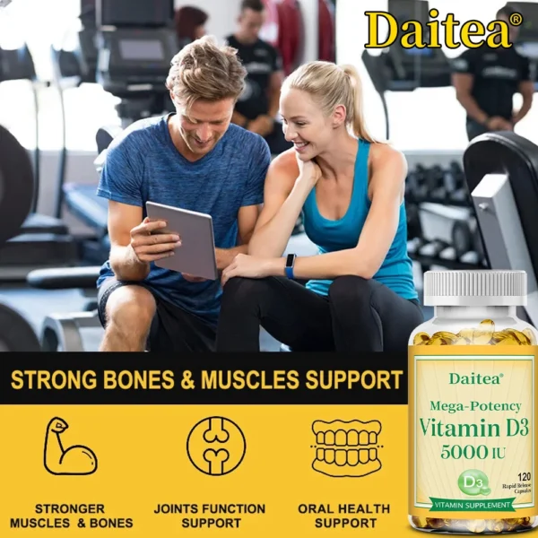 High Potency Vitamin D3 50000 IU - Helps Muscle Nerve Health Support Bone Density Teeth and Skin Heart Health Gluten Free - Image 5