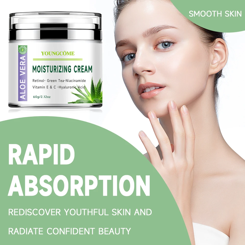 Aloe Vera Soothing, Deep Moisturizing, Multi-Functional Mild Formula Free of Alcohol, Mineral Oil,Anti-Aging Moisturizing Cream - Image 5