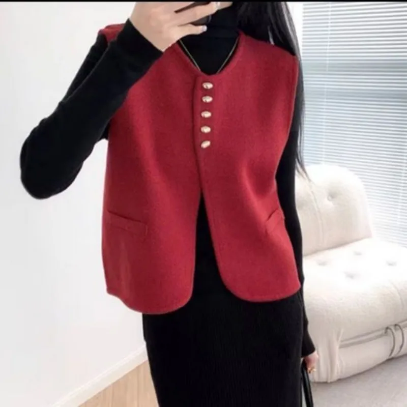 Korean Knitted Vest Women's Spring and Autumn New Collection Shoulder Sweater Slim and Versatile Stylish Jacket Top - Image 4
