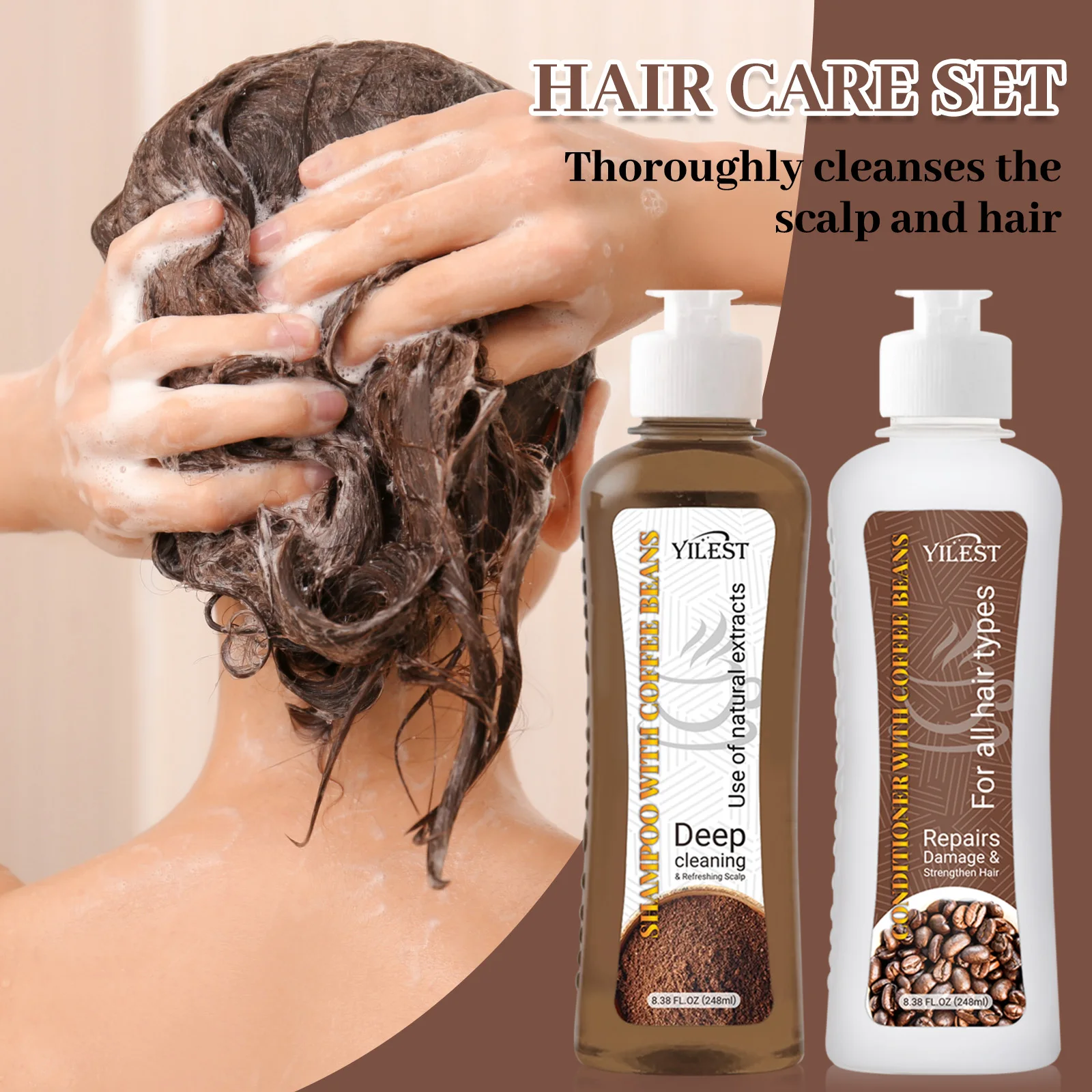 Coffee Bean Shampoo & Conditioner Set Promote Hair Growth Repair Damage Dandruff Control, Itchy Relief Anti Dryness Shampoo - Image 3