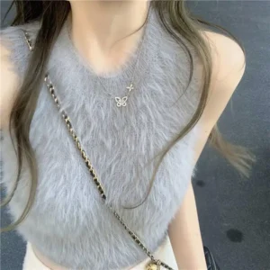 2025 Trendy Women Vest Korean Fashion Faux Mink Fleece Warm Winter Layering Outerwear