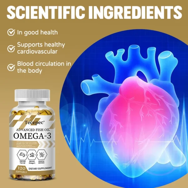 Advanced Fish Oil Omega 3 High Strength 1000 mg - Contains 330 mg EPA & 220 mg DHA - Fish Oil Omega 3 Supplement - Image 6