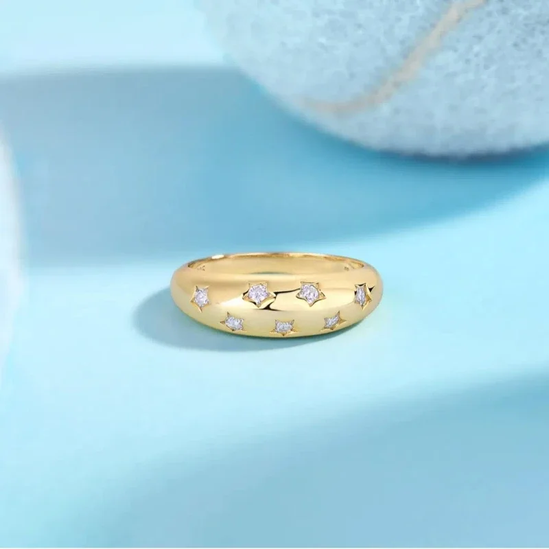 S925 Silver Gold Plated Ring Moissanite Ladies Wedding Engagement Fine Jewelry - Image 3