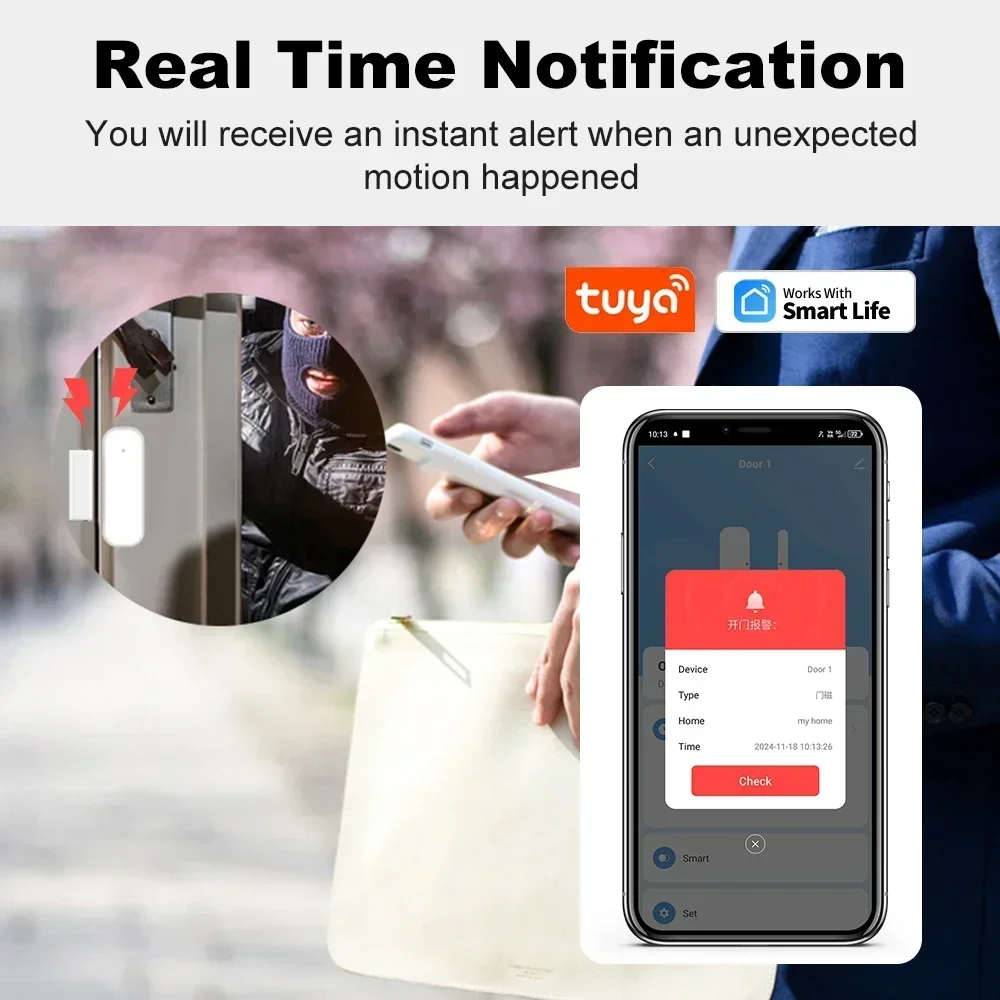 Tuya Zigbee Smart Door Sensor Window Door Open Closed Detectors Smart Home Security Alarm System Voice Control Via Alexa Google - Image 3