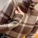 Trendy Plaid High Collar Sweater Women Base irt Faionable Inner Wear Boting irt Commute Sle Slim Fit Long Sve