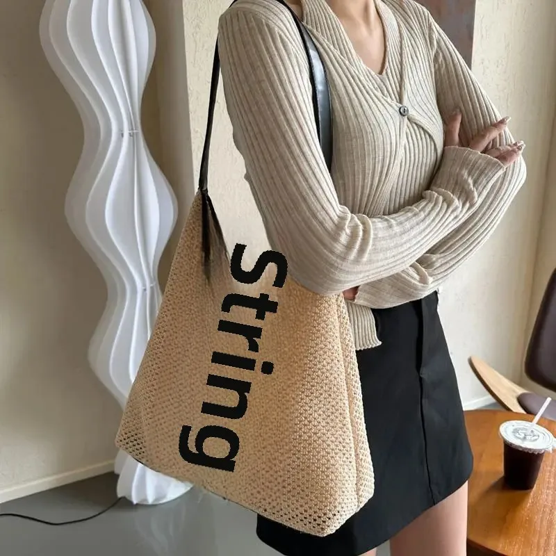 Women's Fashionable Straw Woven Shoulder Bag Hollow Design Casual Versatile Underarm Tote Bag Hot Sale Of The Season New Style H - Image 3