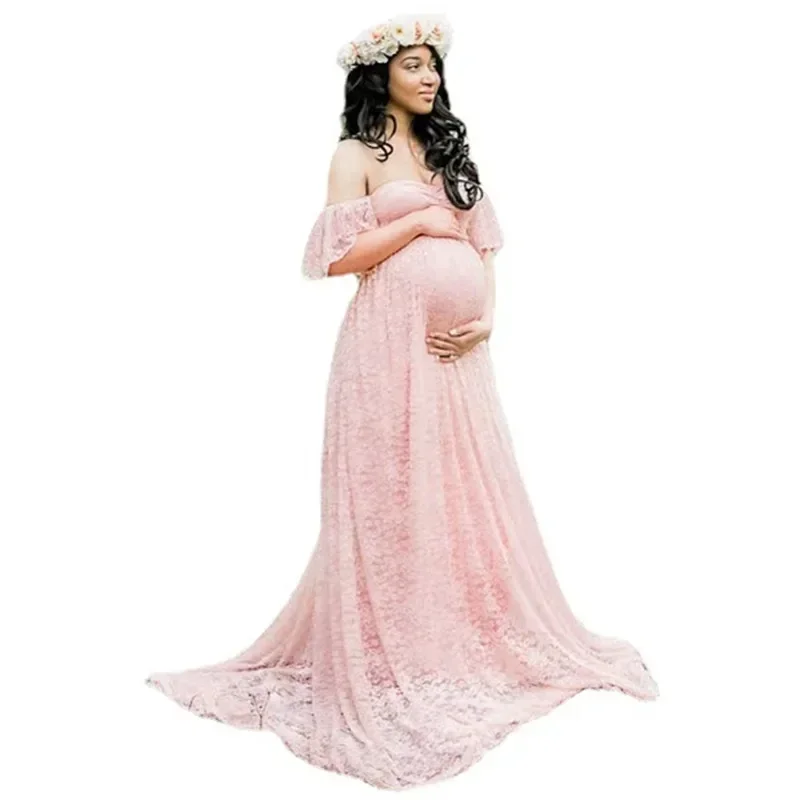 Long Maternity Photography Props Pregnancy Dress Photography Maternity Dresses for Photo Shoot Pregnant Dress Lace Maxi Gown - Image 4