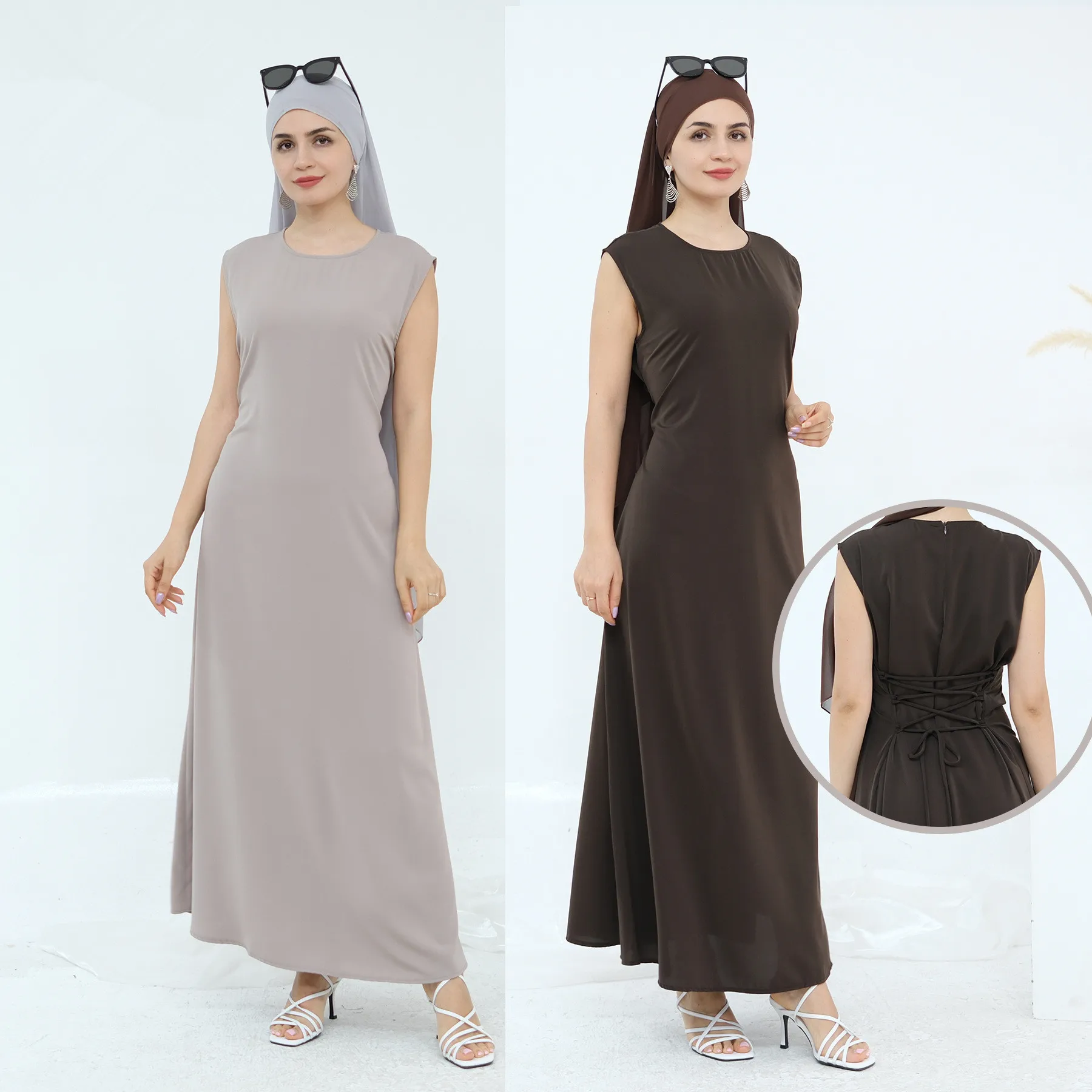 Inner Abaya for Women Plain Sleeveless Muslim Long Dress Under Abayas Kimono Dubai Turkey Slip Dresses Ramadan Eid - Image 5
