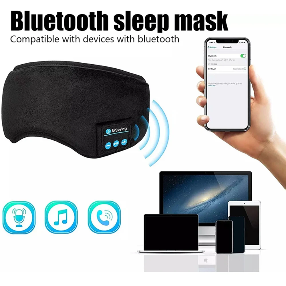 Fone Bluetooth Earphones Sports Sleeping Headband Elastic Wireless Headphones Music Eye Mask Wireless Bluetooth Headset Headband - Image 2