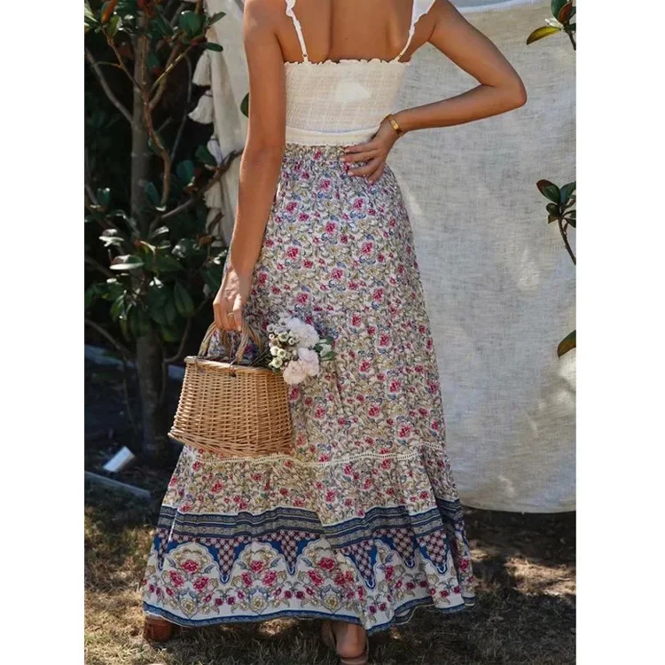 Autumn/Winter New Style Hollow Out Lace People Cotton Maxi Skirt Bohemian Beach Skirt For Women Fashionable Half Length Skirt - Image 4