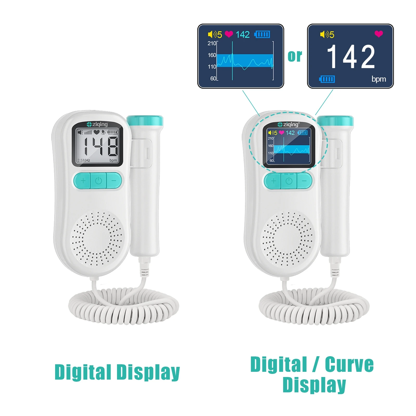 ziqing Household Ultrasound Monitor Fetal Doppler Fetus Baby Heartbeat Detector Portable Baby Heart Rate Monitor 2.5MHz 3.0MHz - Image 3