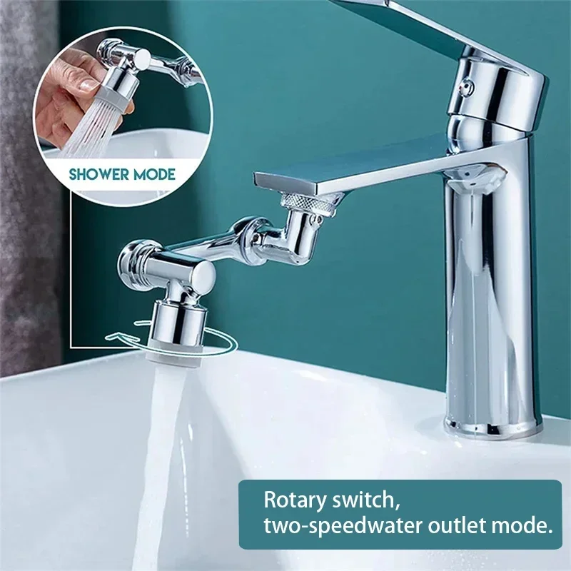1080° Rotatable Extension Faucet Sprayer Head 2 Spray Modes Universal Bathroom Tap Extend Adapter Aerator - Image 3