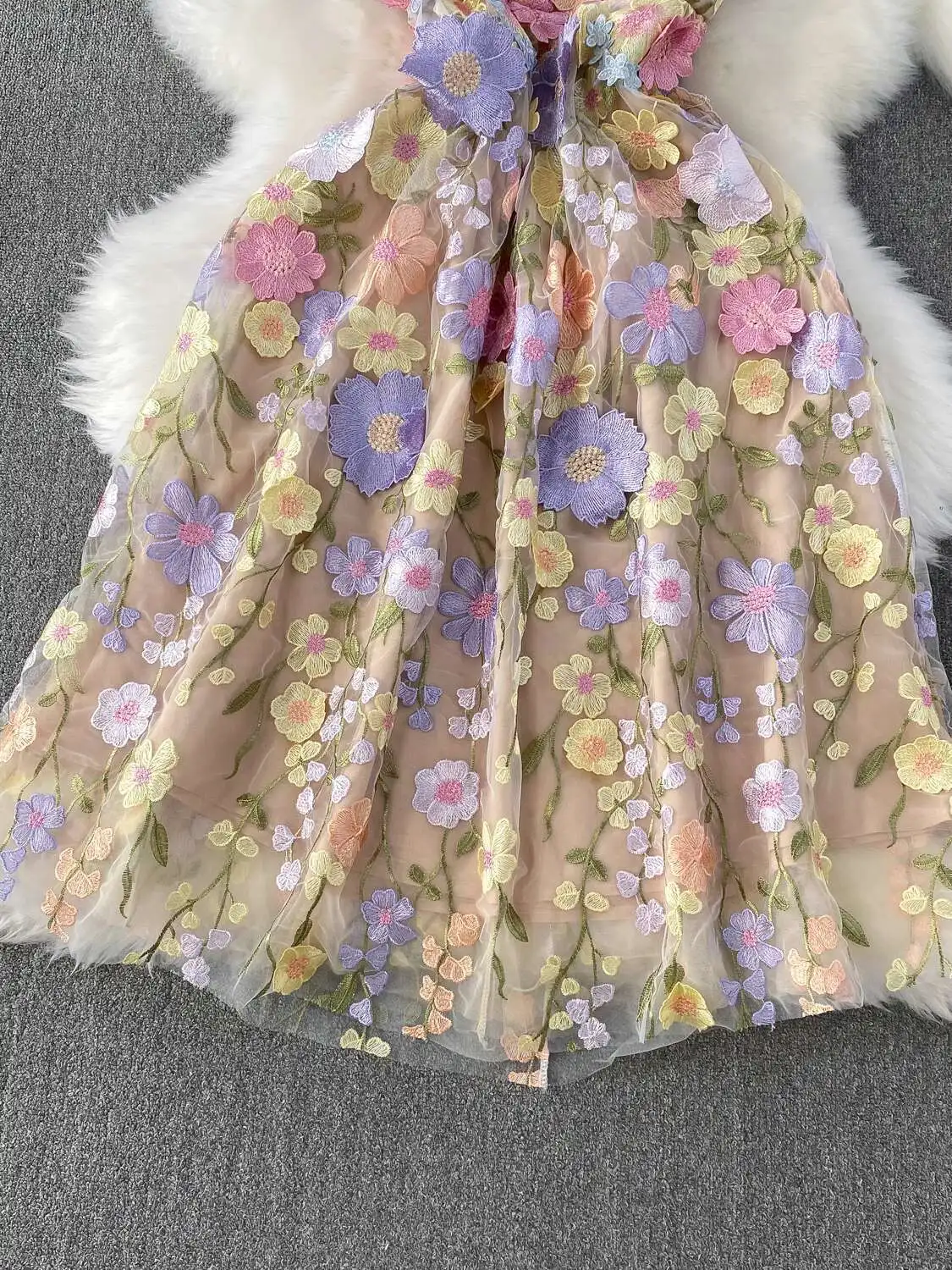 Luxury 3D Flower Tulle Long Formal Dresses Women Summer Autumn Sexy Corset Chest Wrapping Embroidery Prom Evening Dress - Image 2