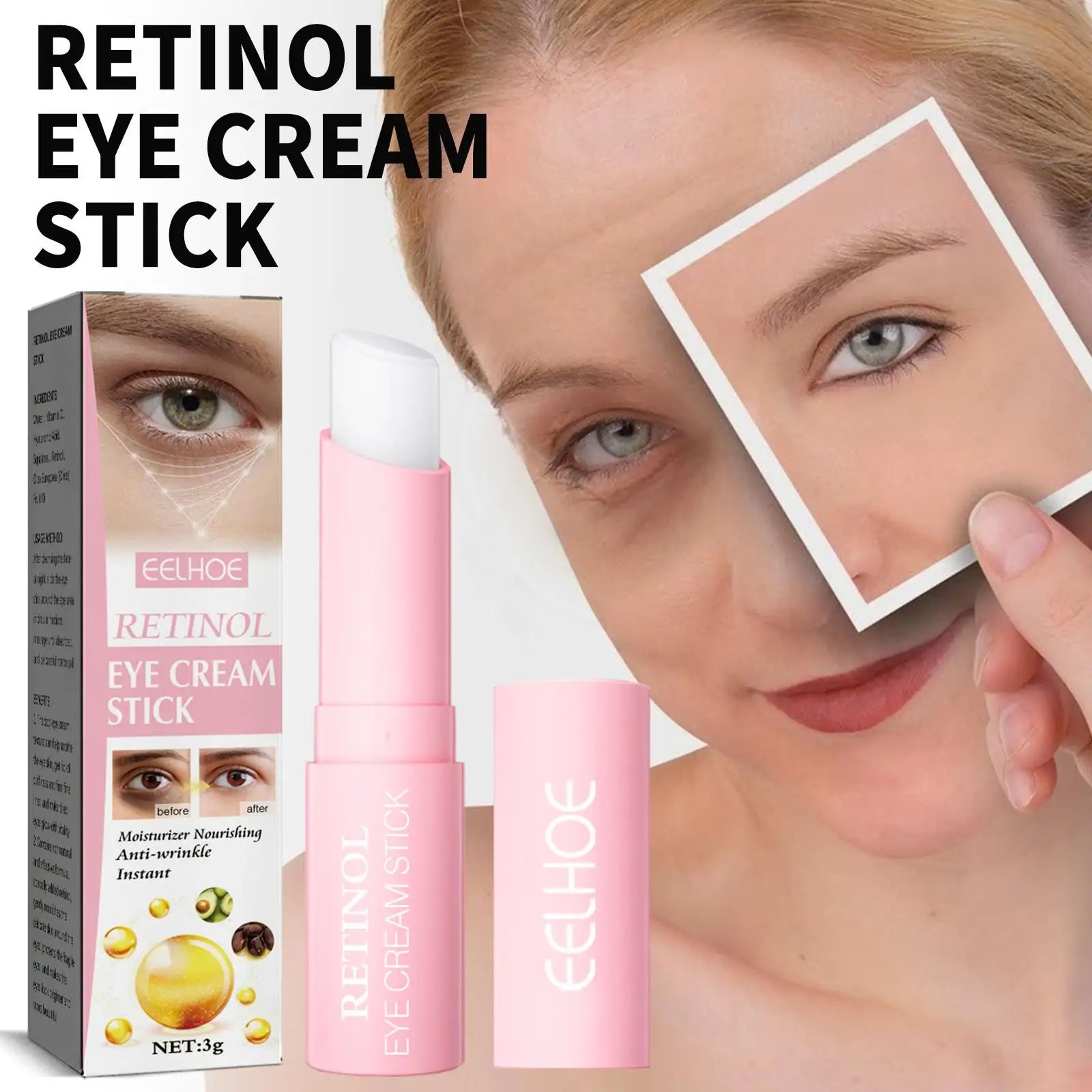Retinol Eye Cream Stick Fade Fine Line Remove Wrinkle Eye Bags Anti-Puffiness Dark Circle Smoothing Firming Under Eye Skin Care - Image 2