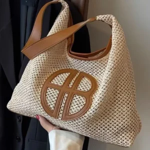 Women's Fashionable Straw Woven Shoulder Bag Hollow Design Casual Versatile Underarm Tote Bag Hot Sale Of The Season New Style H