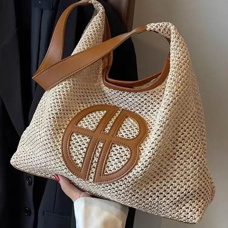Women's Fashionable Straw Woven Shoulder Bag Hollow Design Casual Versatile Underarm Tote Bag Hot Sale Of The Season New Style H