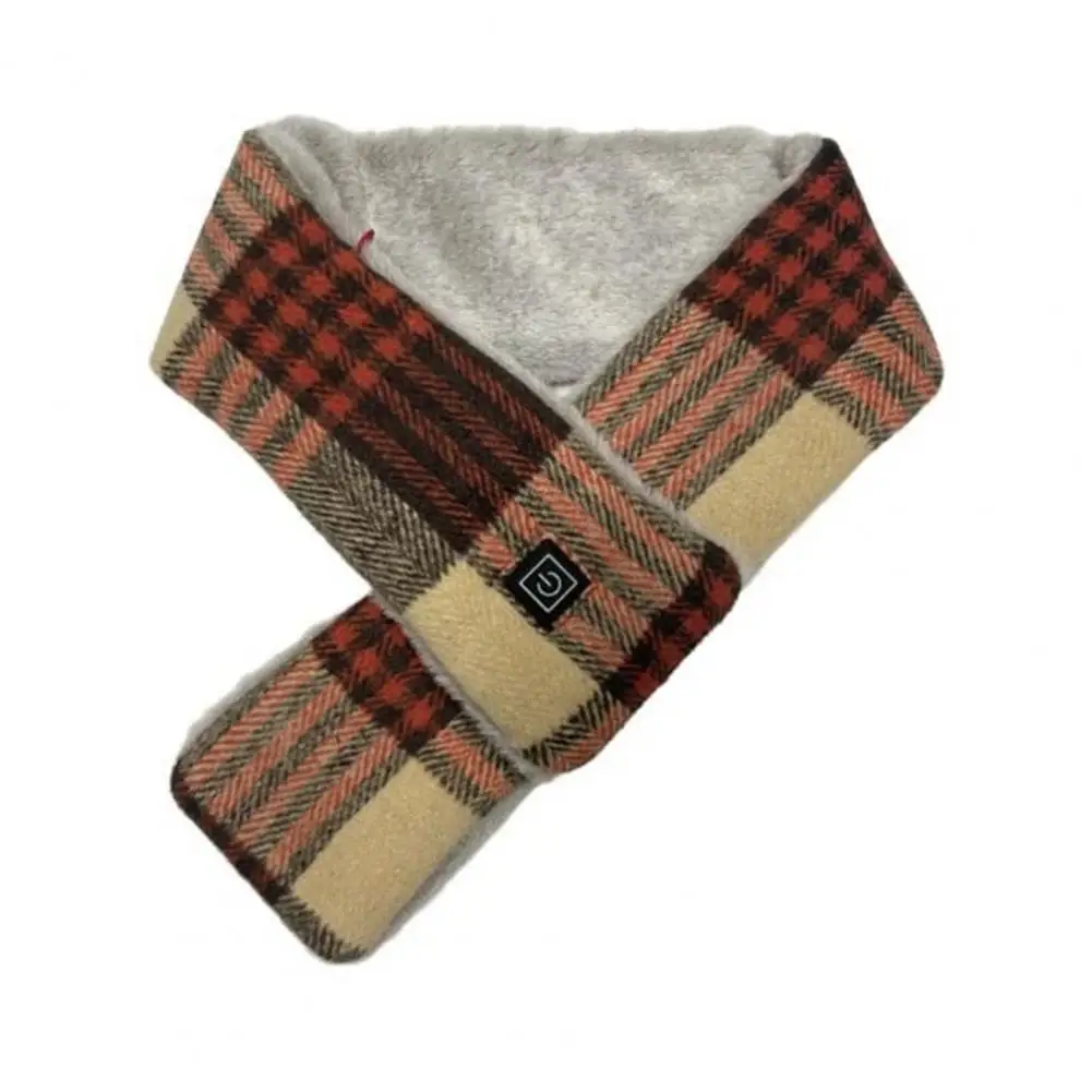 Winter Heated Scarf Men Women Rechargeable 3 Heat Settings Waterproof Neck Heating Pad Plaid Print Scarf - Image 5
