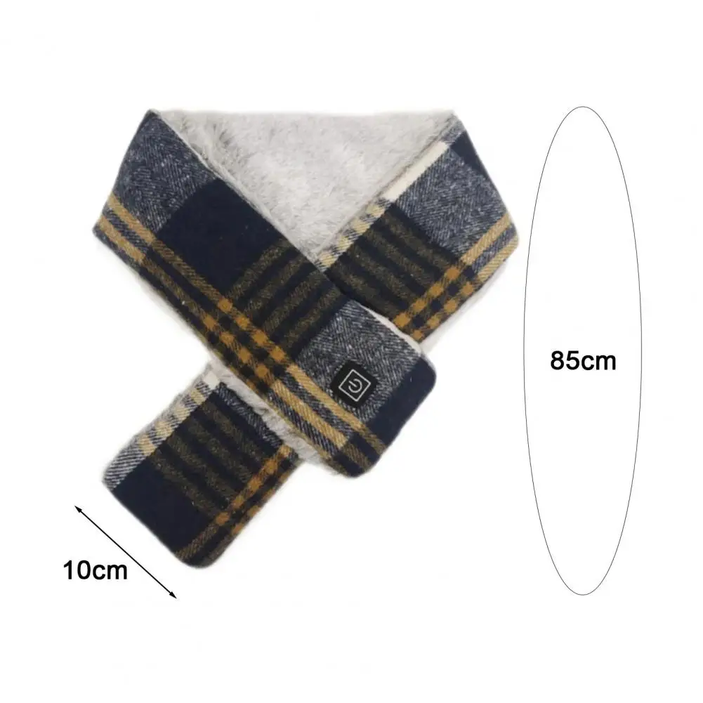 Winter Heated Scarf Men Women Rechargeable 3 Heat Settings Waterproof Neck Heating Pad Plaid Print Scarf - Image 6
