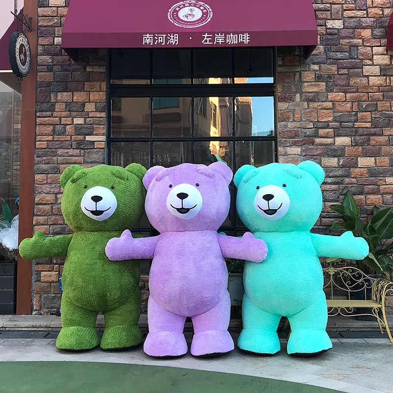 2025 Teddy Bear Plush Doll Colorful Inflatable Mascot Costume Cute Funny Bear Clothing Cartoon Bear Cosplay Dress Up Jumpsuits - Image 3