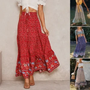Autumn/Winter New Style Hollow Out Lace People Cotton Maxi Skirt Bohemian Beach Skirt For Women Fashionable Half Length Skirt
